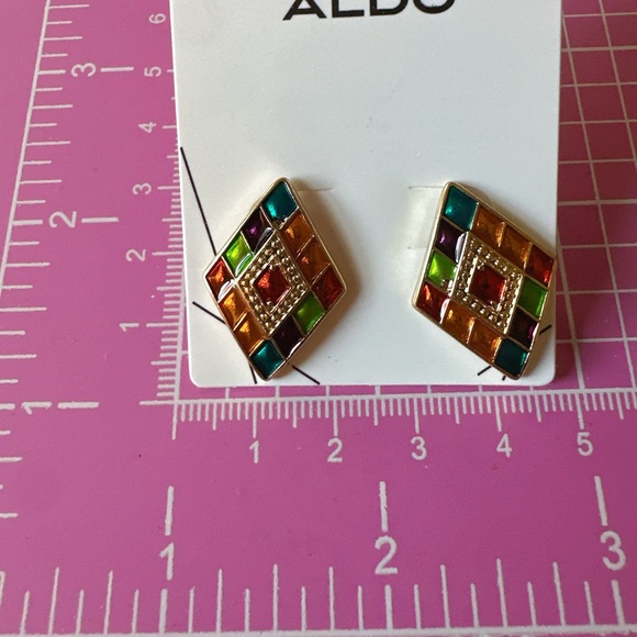 4pcs for $20 in my store ‼️Aldo earrings colorful multicolor diamond shape studs - Picture 3 of 3